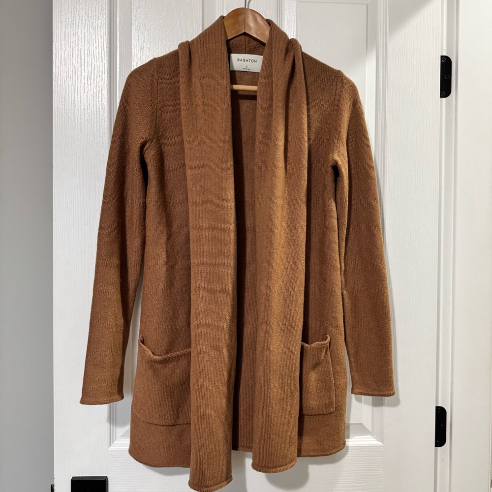 Babaton by Aritzia Warm Brown Wool & Cashmere Knit Cardigan Size Small